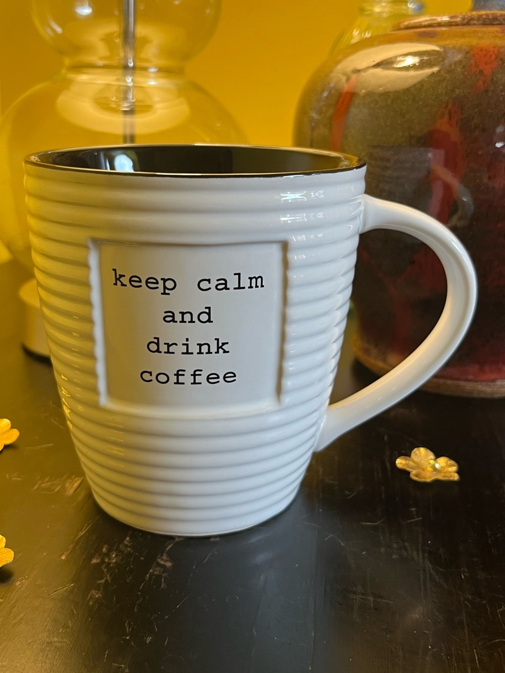 Keep Calm and Drink Coffee White & Black XL mug by The Old Pottery Company